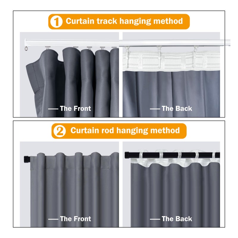 hoeflife Room Divider Curtains  Blackout Ceiling Track Curtains with Hook Sound Proof Floor Curtains Perfect for Ceiling Mount Curtain Tracks Wall Divider for Room Separation (Grey  W120 x H96) - Image 5